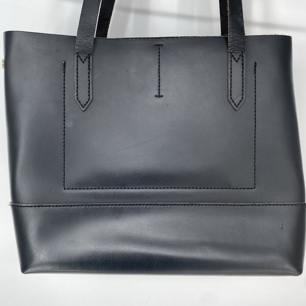 J Crew All Leather Black Uptown Tote Bag Purse - Picture 6 of 10